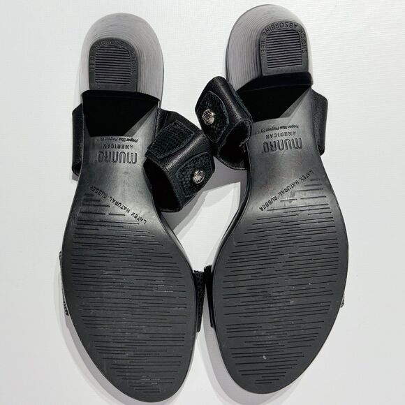 MUNRO AMERICAN Black Snakeskin Style Leather Heeled Slide Sandals Women Size 8N - Picture 12 of 14